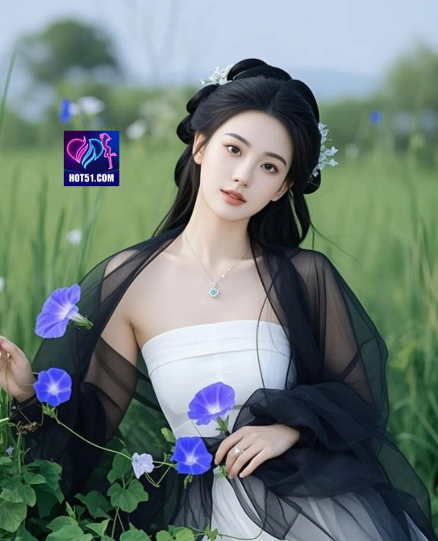 a woman in a white dress with flowers in her hair